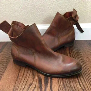H By Hudson Brown Leather Ankle Boot Women’s size 37, 6 Tie Leather Back $170